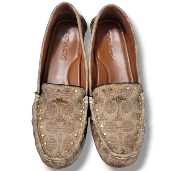 Coach Shoes Size 7.5B Coach McKenna Driver Loafers Coach Signature Monogram Logo - Picture 3 of 12